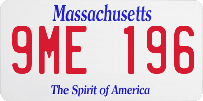 MA license plate 9ME196