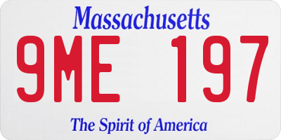 MA license plate 9ME197