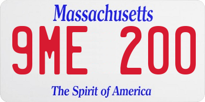 MA license plate 9ME200