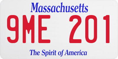 MA license plate 9ME201