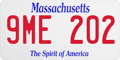 MA license plate 9ME202