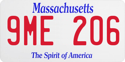 MA license plate 9ME206