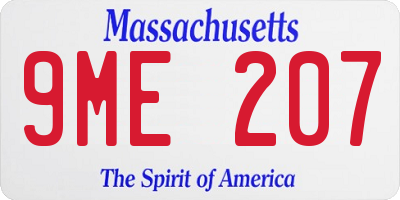 MA license plate 9ME207