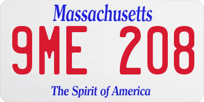 MA license plate 9ME208