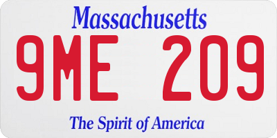 MA license plate 9ME209