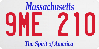 MA license plate 9ME210