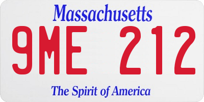 MA license plate 9ME212