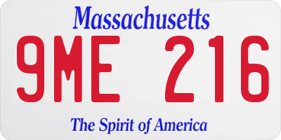 MA license plate 9ME216