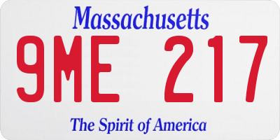 MA license plate 9ME217