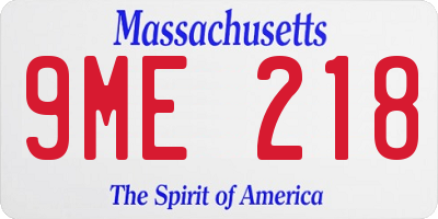MA license plate 9ME218