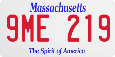 MA license plate 9ME219