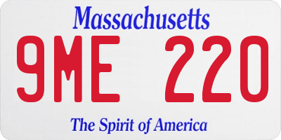 MA license plate 9ME220
