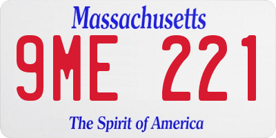 MA license plate 9ME221