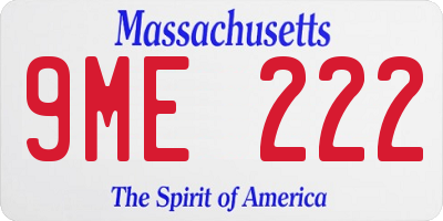 MA license plate 9ME222