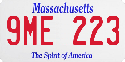 MA license plate 9ME223