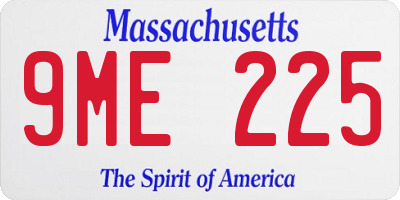 MA license plate 9ME225