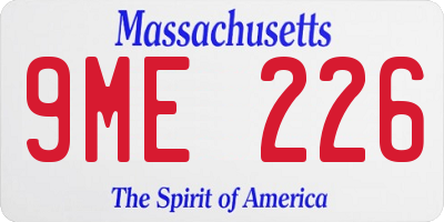 MA license plate 9ME226