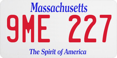 MA license plate 9ME227