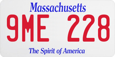 MA license plate 9ME228