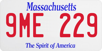 MA license plate 9ME229