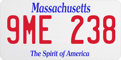 MA license plate 9ME238