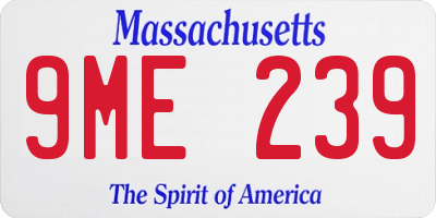 MA license plate 9ME239