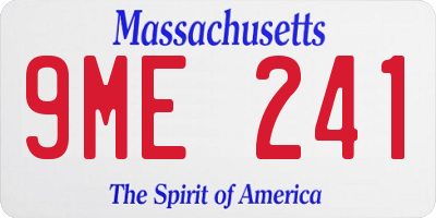 MA license plate 9ME241