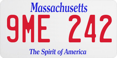 MA license plate 9ME242