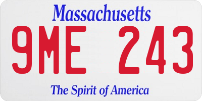 MA license plate 9ME243