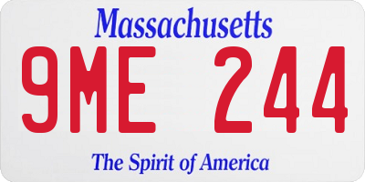 MA license plate 9ME244