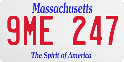 MA license plate 9ME247