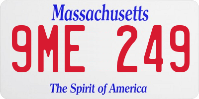 MA license plate 9ME249