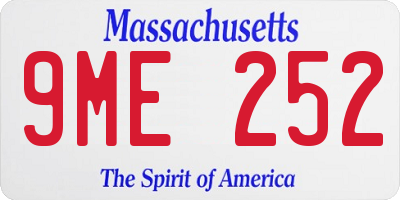 MA license plate 9ME252