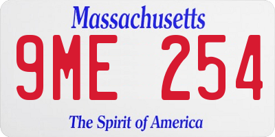 MA license plate 9ME254
