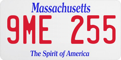 MA license plate 9ME255