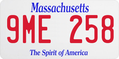 MA license plate 9ME258