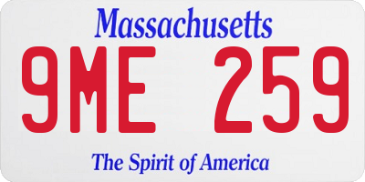 MA license plate 9ME259