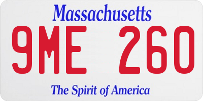 MA license plate 9ME260