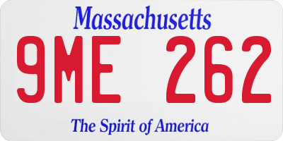 MA license plate 9ME262