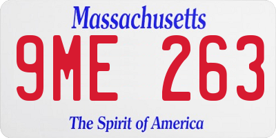 MA license plate 9ME263
