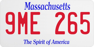 MA license plate 9ME265