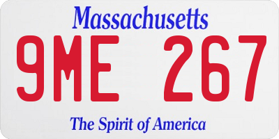 MA license plate 9ME267