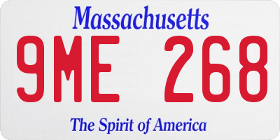 MA license plate 9ME268