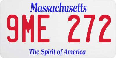 MA license plate 9ME272