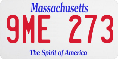 MA license plate 9ME273