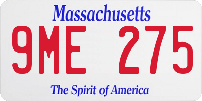 MA license plate 9ME275