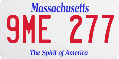 MA license plate 9ME277