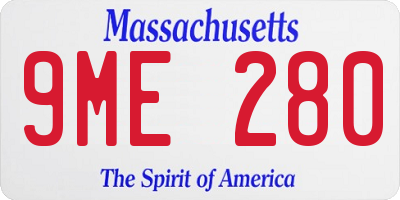 MA license plate 9ME280
