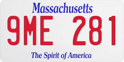 MA license plate 9ME281