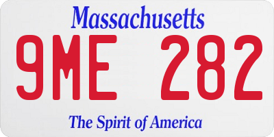MA license plate 9ME282